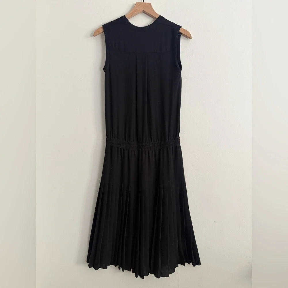 Vince Black Midi Tiered Pleated Sleeveless Tent Dress Size XXS / 00 - Picture 6 of 9